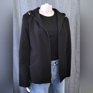 ESPRIT Quilted Jacket with Hood Full Zip Black Size Small